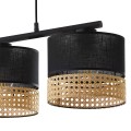 Lampa wisząca na listwie PAGLIA BLACK z kloszami z tkaniny i rattanu TK Lighting