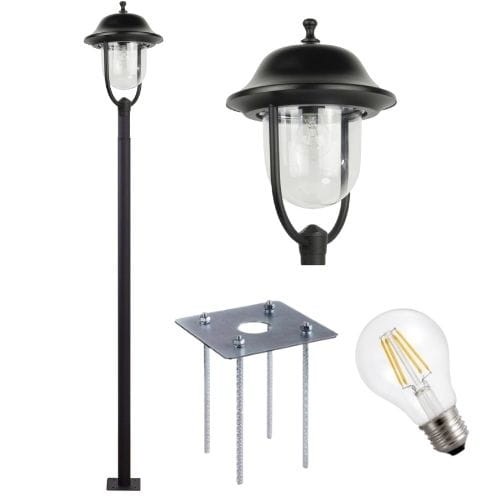 Lampa parkowa ogrodowa hermetyczna czarna 11W słup oświetleniowy 3m