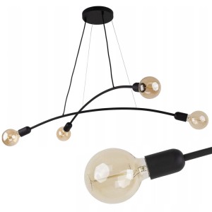 Lampa wisząca HELIX industrialna czarna bez kloszy na 4 żarówki TK Lighting