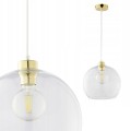 Lampa wisząca 1PŁ CUBUS szklana przezroczysta kula ze złotymi dodatkami TK Lighting
