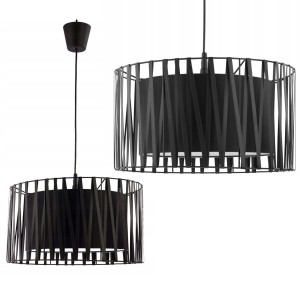 Lampa wisząca HARMONY BLACK o średnicy 40cm czarna z abażurem i dekoracją TK Lighting