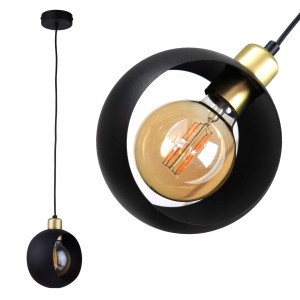 Lampa wisząca CYKLOP BLACK czarny otwarty klosz z elementem w kolorze patyny TK Lighting