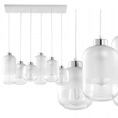 Lampa wisząca MARCO SILVER z częściowo mlecznymi, szklanymi kloszami TK Lighting