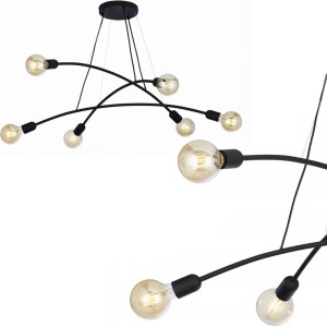 Lampa wisząca HELIX industrialna czarna bez kloszy na 6 żarówek TK Lighting