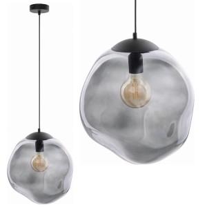 Lampa wisząca SOL ze szklanym, grafitowym kloszem przypominającym skałę TK Lighting