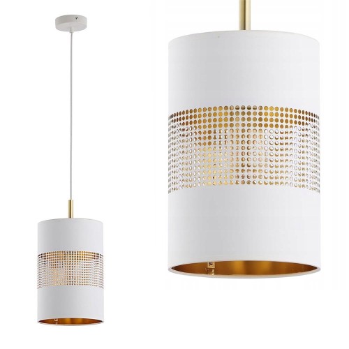 Lampa wisząca BOGART WHITE z biało-złotym perforowanym kloszem TK Lighting