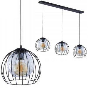Lampa wisząca UNIVERSO czarna, druciane i szklane kule na listwie TK Lighting