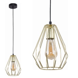 Lampa wisząca BRYLANT GOLD z drucianym kloszem o śr. 17cm w kolorze złota TK LIGHTING