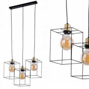 Lampa wisząca CAYO z 3 kloszami w kształcie metalowych klatek TK Lighting