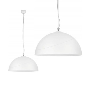 Lampa wisząca STEEL WAVE z metalowym, białym kloszem w kształcie kopuły TK Lighting
