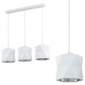 Lampa wisząca SIRO WHITE na podłużnej listwie z biało-srebrnymi kloszami TK LIGHTING