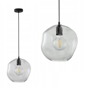 Lampa wisząca SOL z transparentnego szkła z czarną oprawką i podsufitką TK Lighting