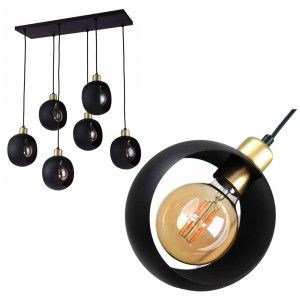 Lampa wisząca CYKLOP BLACK z otwartymi kloszami na prostokątnej rozecie TK Lighting