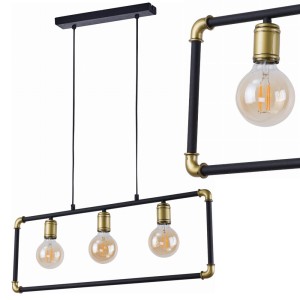 Lampa wisząca HYDRIA metalowa ramka z patynowymi elementami industrialna TK Lighting