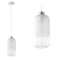 Lampa wisząca MARCO SILVER z częściowo mlecznym, białym kloszem ze szkła TK Lighting