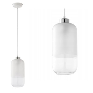 Lampa wisząca MARCO SILVER z częściowo mlecznym, białym kloszem ze szkła TK Lighting
