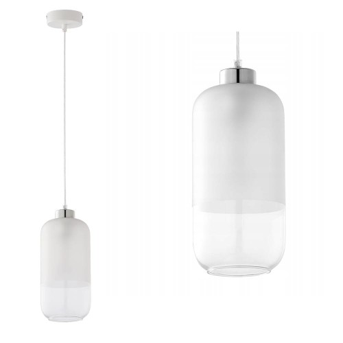Lampa wisząca MARCO SILVER z częściowo mlecznym, białym kloszem ze szkła TK Lighting
