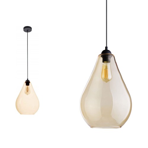 Lampa wisząca FUENTE z kloszem w kszałcie kropli z bursztynowego szkła TK Lighting