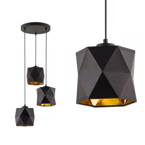 Lampa wisząca 3PŁ SIRO BLACK z kaskadowo zawieszonymi czarno-złotymi kloszami TK Lighting