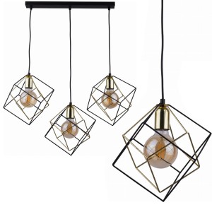 Lampa wisząca ALAMBRE czarno-złote druciane kostki na 3 żarówki E27 TK Lighting