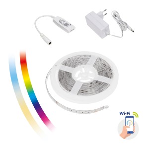 ZESTAW PASEK LED 17W/5m RGBW+CCT+DIMM (5m rolka) w silikonie + kontroler + zasilacz Wi-Fi WOJ+14493 Spectrum SMART