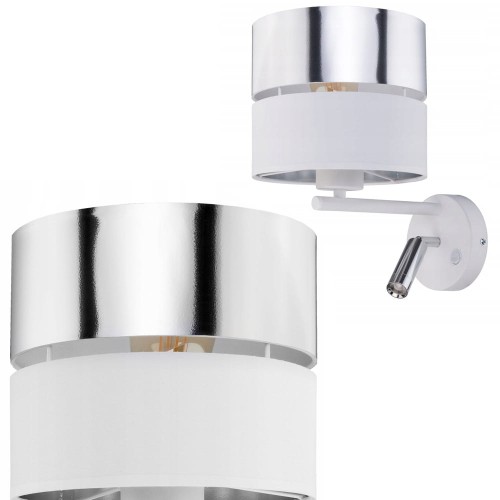 Kinkiet z ramieniem do czytania HILTON SILVER i włącznikami TK Lighting