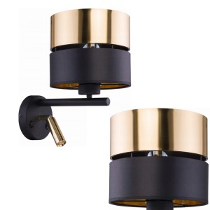 Kinkiet HILTON czarno-złoty z włacznikami i dodatkowym ruchomym spotem TK Lighting