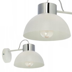 Kinkiet TEDI biały metalowy z elementem klosza w kolorze chromu TK Lighting