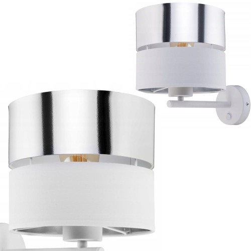 Kinkiet HILTON SILVER biało-srebrny z włącznikiem na podstawie TK Lighting