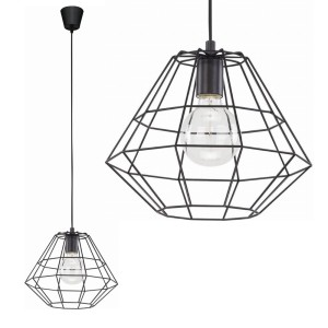 Lampa sufitowa DIAMOND czarna z drucianym kloszem TK Lighting