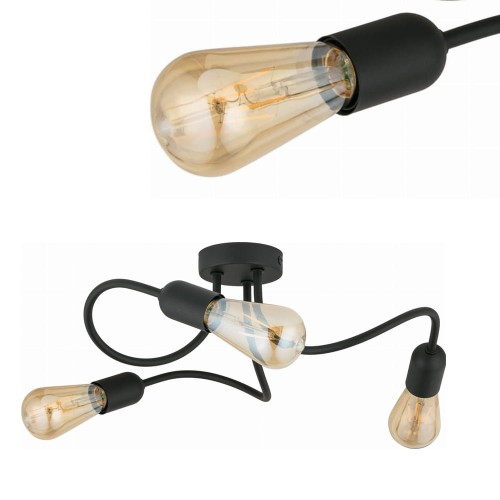 Lampa sufitowa WAVE z pofalowanymi ramionami bez klosza industrialna na 3 żarówki E27 TK Lighting