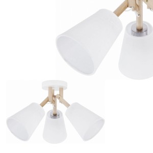 Lampa sufitowa VAIO biała z drewnianym stelażem na 3 żarówki E27 TK Lighting