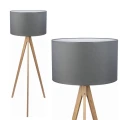 Lampa podłogowa TREVISO trójnożna drewniana z grafitowym abażurem TK Lighting