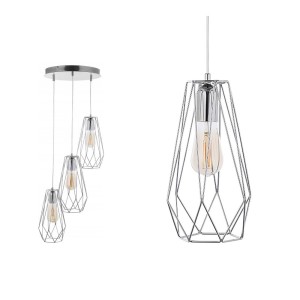 Lampa wisząca LUGO CHROM 3 trzy druciane klosze w kolorze chromu TK Lighting