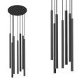 Lampa wisząca LASER BLACK VII czarna na okrągłej rozecie z 4 rurkami zawieszonymi kaskadowo Nowodvorski