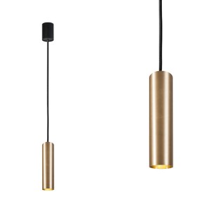 Lampa wisząca EYE BRASS M punktowa o dł. 25cm klosz-rurka z mosiądzu Nowodvorski