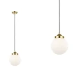 Lampa wisząca RIANO z klasycznym białym kloszem ze szkła i złotymi elementami Zuma Line