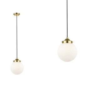 Lampa wisząca RIANO z klasycznym białym kloszem ze szkła i złotymi elementami Zuma Line