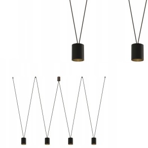 Lampa wisząca MORE TONE BLACK/GOLD IV czarno-złota z 4 tubkami na przewodach Nowodvorski