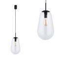 Lampa wisząca PEAR BLACK M z czarnym zawiesiem i szklanym kloszem w kształcie gruszki Nowodvorski