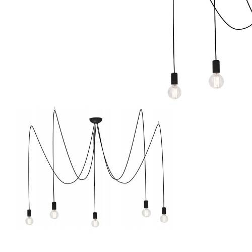 Lampa wisząca SPIDER BLACK V czarna z 5 długimi przewodami Nowodvorski