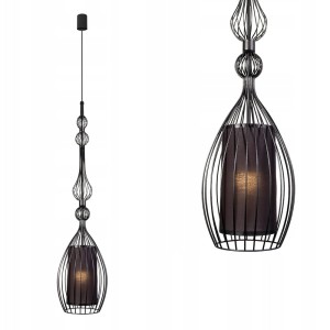 Lampa wisząca czarna z drucianym kloszem oraz wewnętrznym abażurem 8864 Nowodvorski