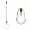 Lampa wisząca Pear M ze złotymi elementami i szklanym kloszem w kształcie gruszki Nowodvorski Lighting