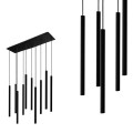 Lampa wisząca LASER BLACK X na prostokątnej rozecie z 10 kloszami-rurkami Nowodvorski