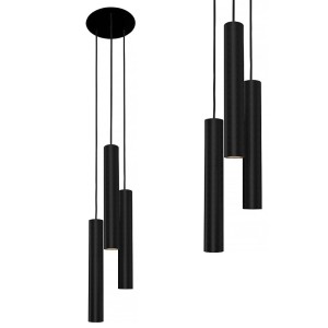 Lampa wisząca EYE BLACK III na okrągłej rozetce z czarnymi kloszami-tubami 8917 Nowodvorski