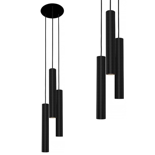 Lampa wisząca EYE BLACK III na okrągłej rozetce z czarnymi kloszami-tubami 8917 Nowodvorski