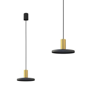 Lampa wisząca HERMANOS B BLACK/SOLID BRASS płaski, czarny klosz z mosiężnym elementem Nowodvorski