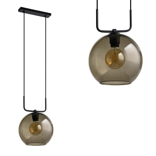 Lampa wisząca MONACO I z czarnym, okrągłym kloszem na dwóch linkach Nowodvorski