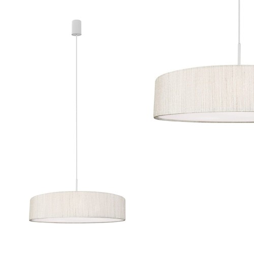 Lampa wisząca TURDA WHITE III z białej tkaniny z abażurem o średnicy 50cm Nowodvorski