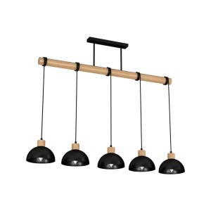 Lampa wisząca ERIK Czarny/Drewno 5xE27 MLP7227 Milagro